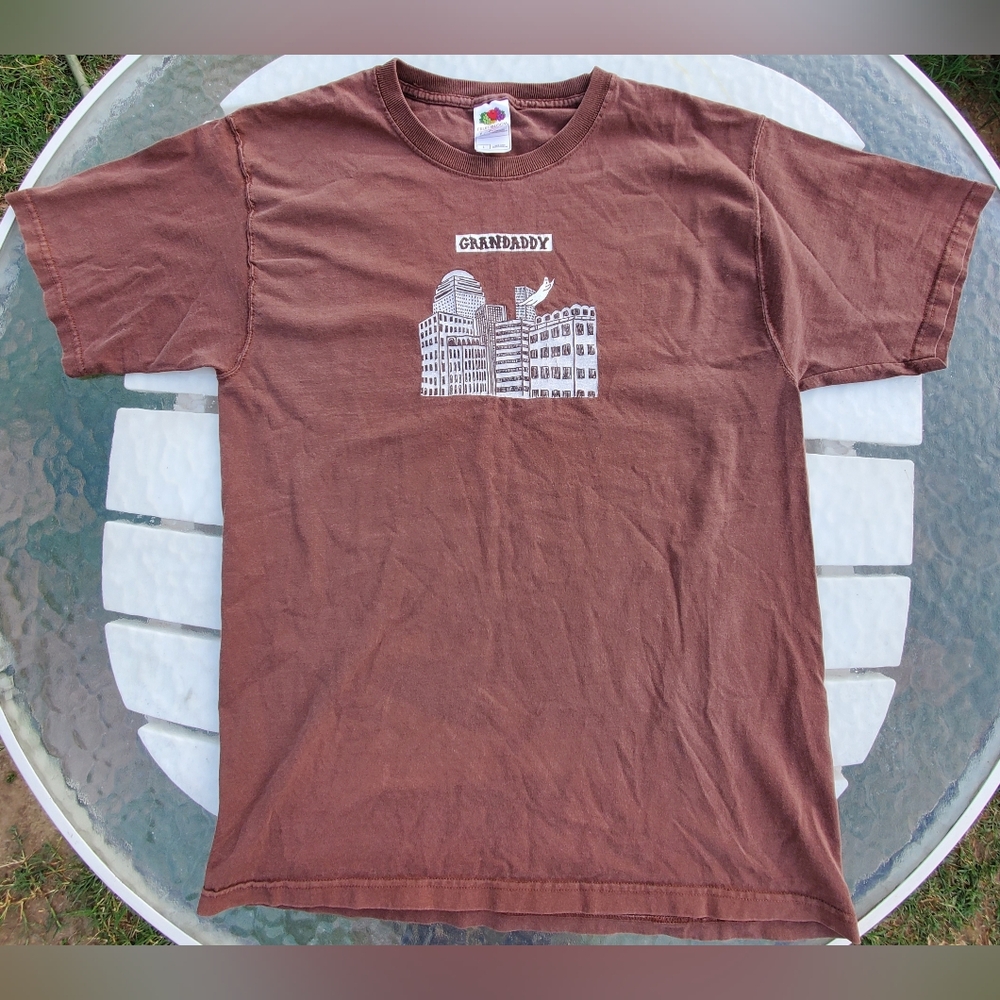 GRANDADDY BAND GRAPHIC TEE. RARE. BROWN. GPWC. LARGE. 100% Cotton.
